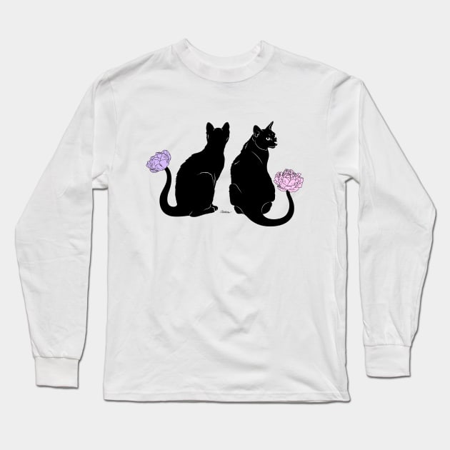 Flower Cats Long Sleeve T-Shirt by camissao